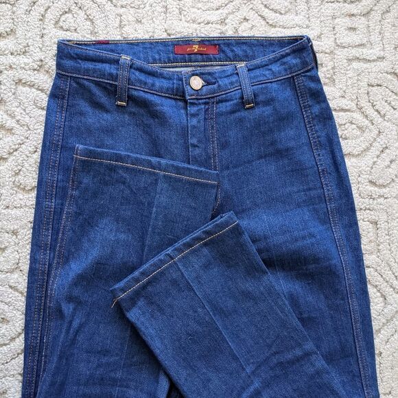 7 FOR ALL MANKIND High Rise Straight Leg Jeans Sz 25 - Picture 8 of 12